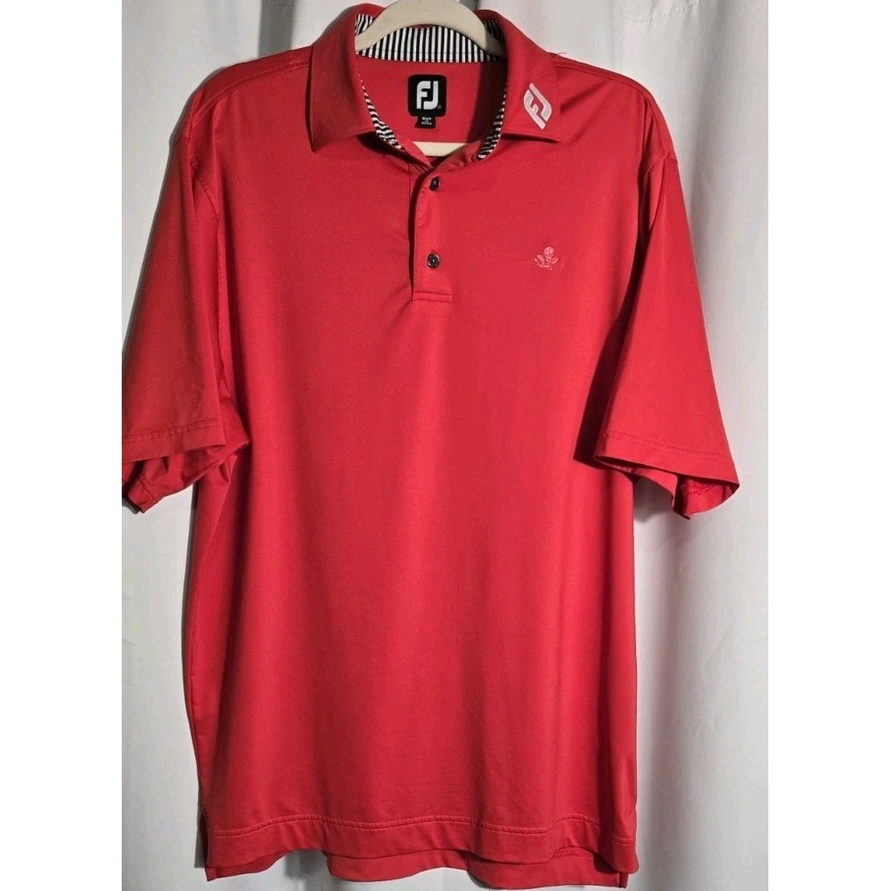 Footjoy Golf Club Polo Shirt Mens Medium Red/White